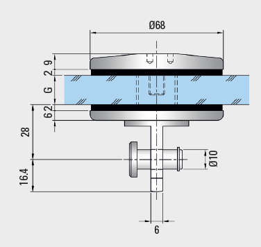 Punkthalter mit Gabel / Lasche PH68A
