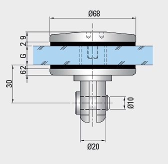 Punkthalter mit Gabel / Lasche PH68G
